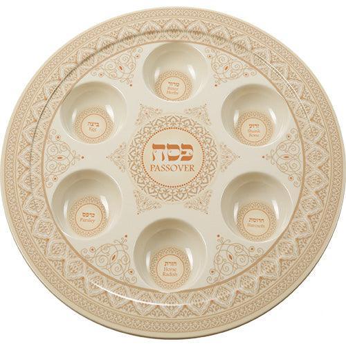 Melamine Passover Plate 35 Cm- Brown texture