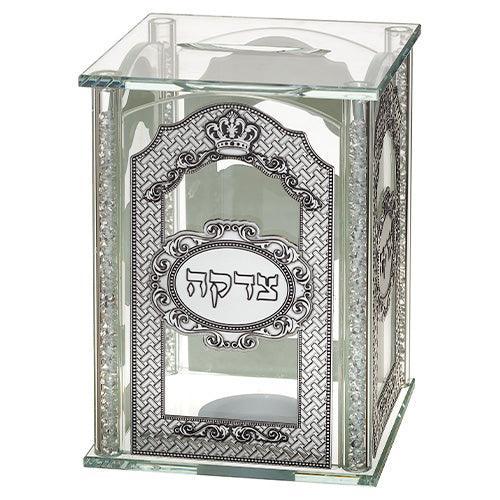 Crystal Tzedakah Box With Plates 13*9 Cm