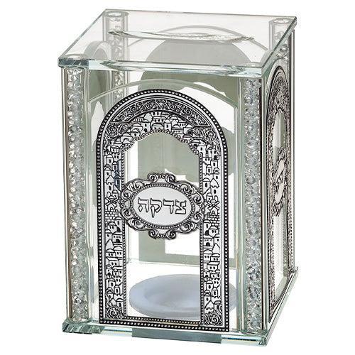Crystal Tzedakah Box With Plates 13*9 Cm