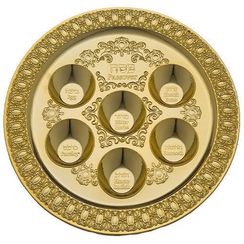 Plastic Passover Plate 38 cm- Gold Color