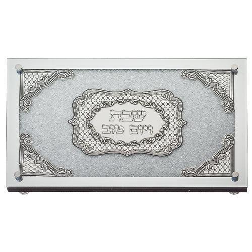 Glass Challah Tray with Legs "Stones" 3X45X30 cm