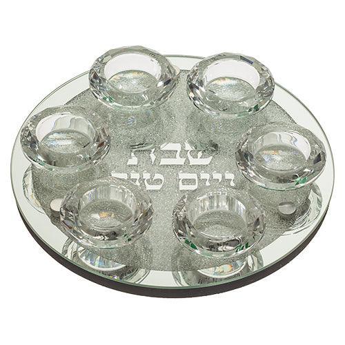 Crystal 6 Brenches Candlesticks 23 cm with Stones