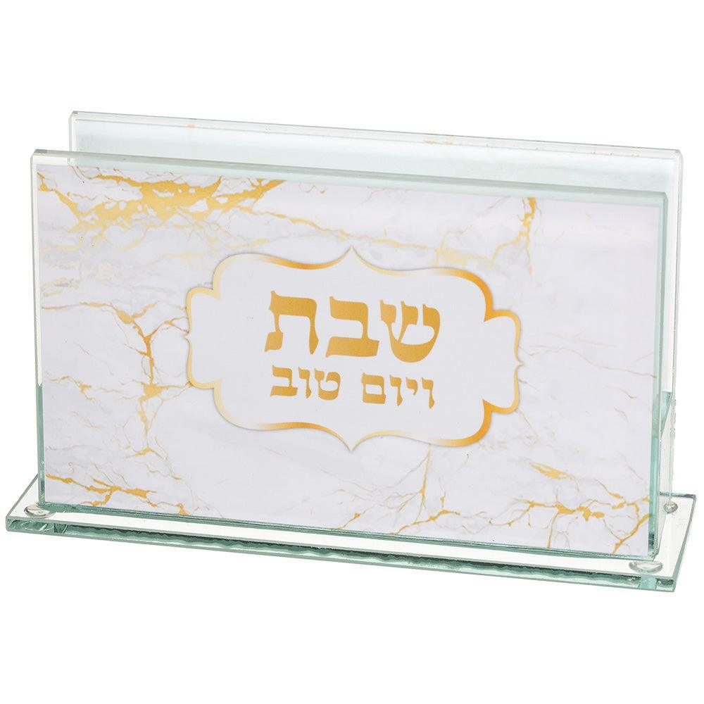 Glass Matches Holder 12.5*7 cm with Print - Marble Design
