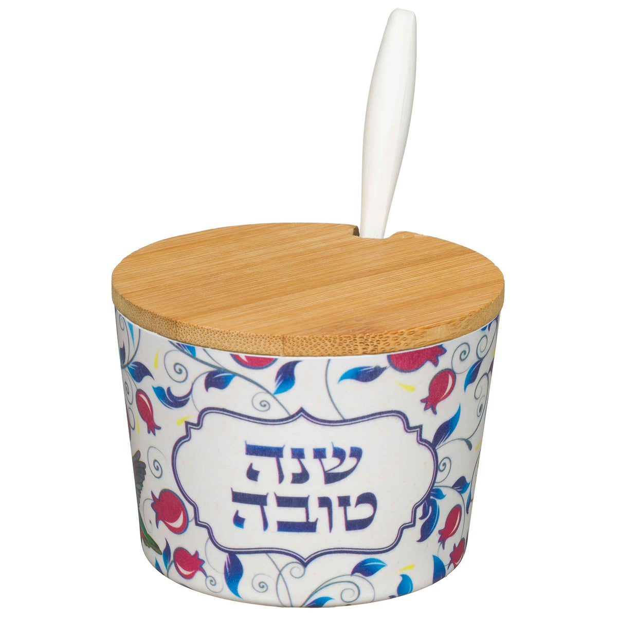 Bamboo Honey Dish "Shana Tovah"- 6.5 cm