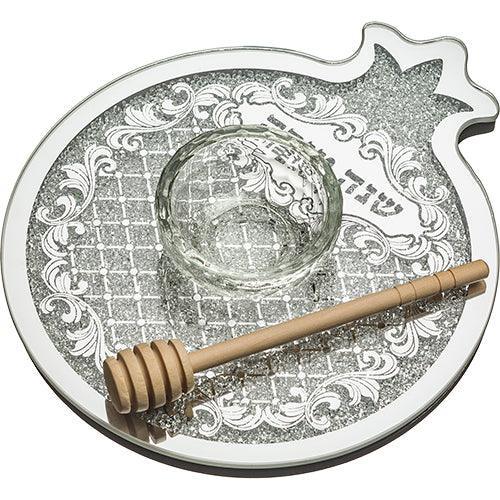 Pomegranate Shaped Glass Plate For Apple In Honey 19X23cm