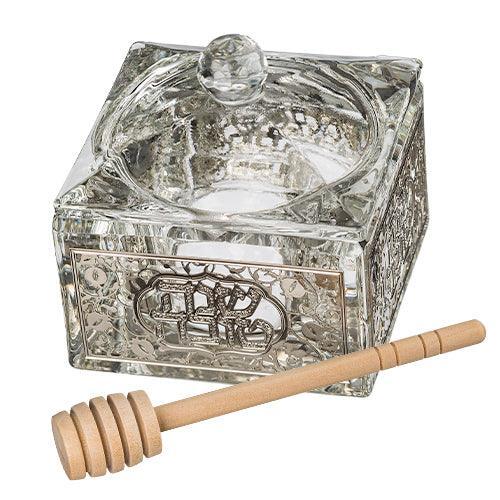 Crystal Honey Dish 7*7 cm with Metal Plaque