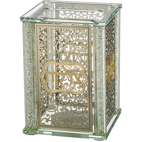 Crystal Tzedakah Box 13*9 cm with Plaque- Ornaments