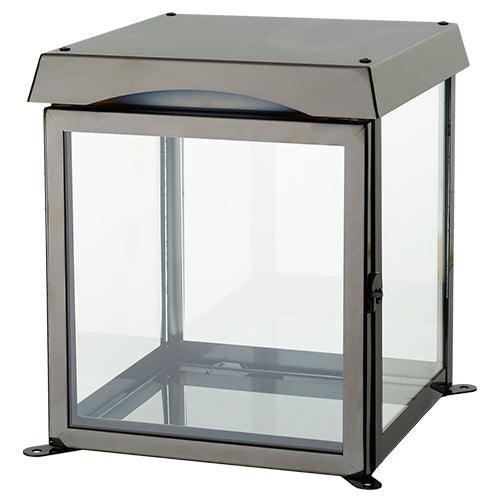 Metal with Glass Memorial Candle Holder 18*22 cm- Black Nickel Finish