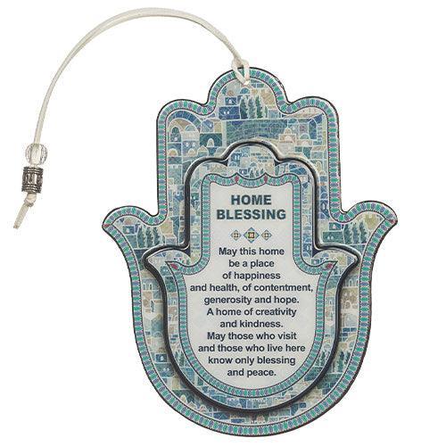 Hamsa with Epoxy 18.5 cm- Blue English Home Blessing