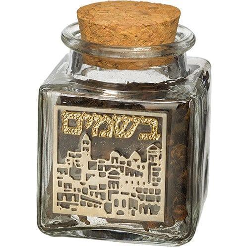 Glass Besamim Holder With Faux Leather Pl