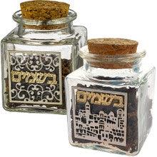 Glass Besamim Holder W/ Plaque 2" Asst. Design