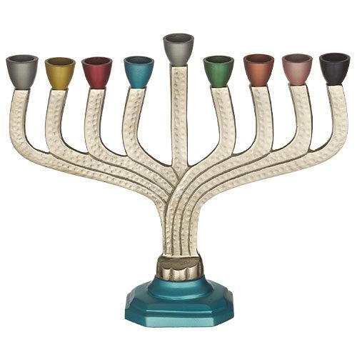 Aluminum Menorah 26 cm with Multicolored Branches