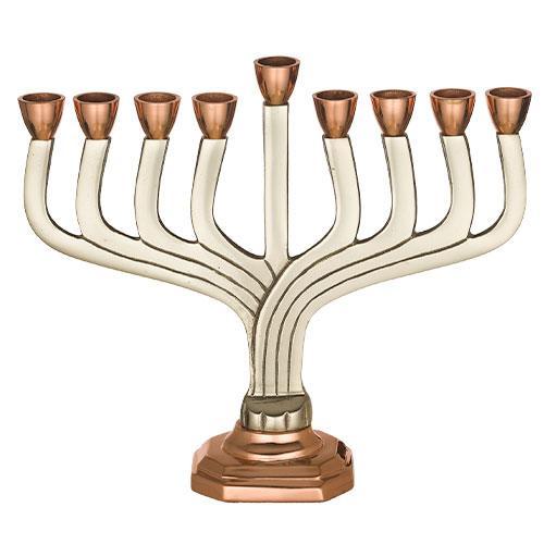 Aluminum Menorah 26 cm with Gold Color Branches