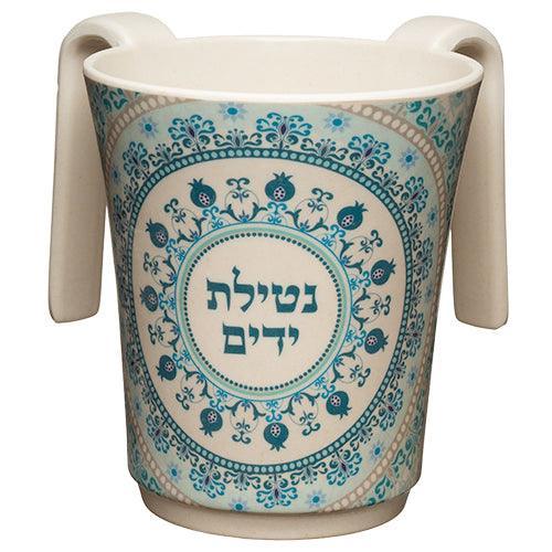 Thick Bamboo Washing Cup 14 cm with Blue Color Printing