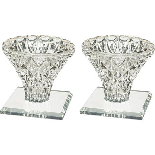 A PAIR OF AN ELEGANT CRYSTAL CANDLESTICKS 5.5 CM