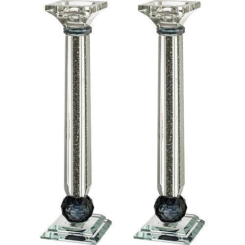 Pair of Crystal Candlesticks With Stones 27.5 cm