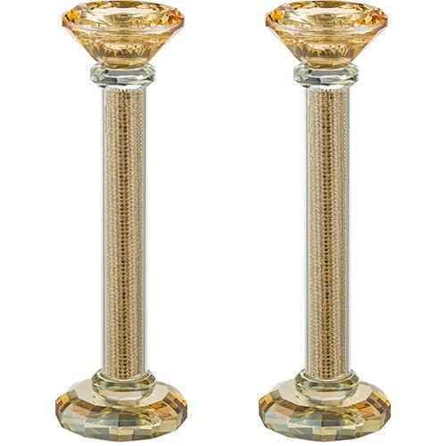 Pair of Crystal Candlesticks 22.5 cm with Stones