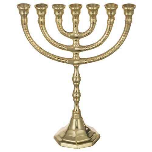 ALUMINUM 7 BRANCH MENORAH 30 CM- GOLD FINISH