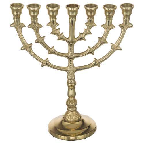 ALUMINUM 7 BRANCH MENORAH 25 CM- GOLD FINISH