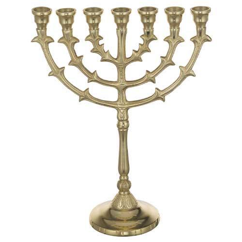 ALUMINUM 7 BRANCH MENORAH 30 CM- GOLD FINISH