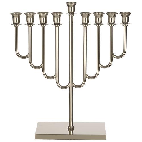 Metal Menorah 36 cm- Nickel Finish