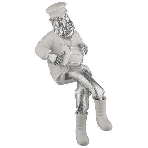 Polyresin Sitting Hassidic Figurine with Black Cloth Legs 25 cm - Drum Player