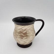 Acrylic Washing Cup Basket Weave --Black & Silver