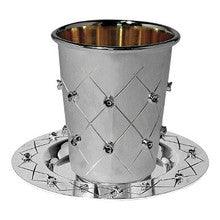 Silver plated kiddush cup with Coaster Gold Inside Flowers