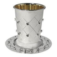 silver plated kiddush cup with Gold Inside Flowers