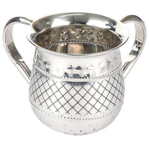 Stainless Steel Washing Cup 12cm- Silver Dotted Design