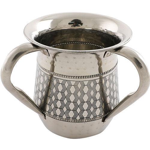 Stainless Steel Washing Cup 13cm- Silver Dotted Design