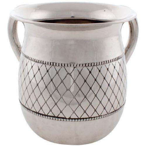 Stainless Steel Washing Cup 13cm- Silver Dotted Design