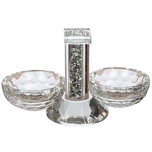 Crystal Salt Shaker 8.5x14 Cm With Silver Glass Chips