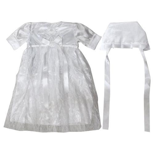 Satin Bris Milah Outfit With A Hat - White Embroidery