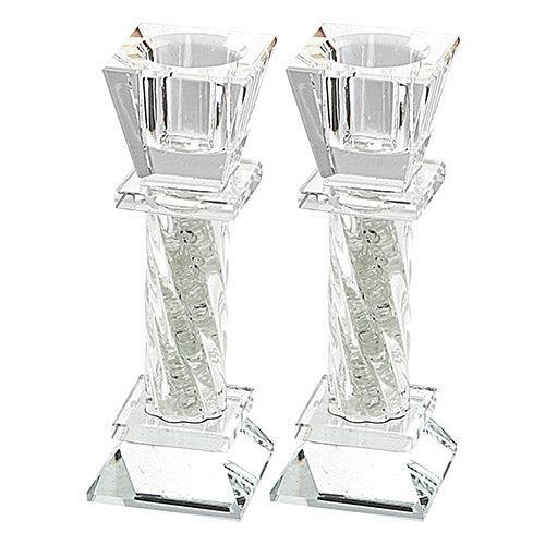 Elegant Crystal Candlesticks 11cm- With Decorative Stones