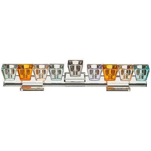 Elegant Crystal Menorah 6x27 Cm - Colorful