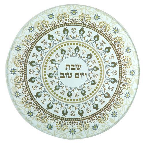 Reinforced Thick Glass Trivet 19 Cm- Printed Brown Ornaments