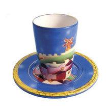 Ceramic Cup with Coaster Jerusalem Design