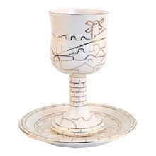 Porcelain Goblet with Coaster Golden Design