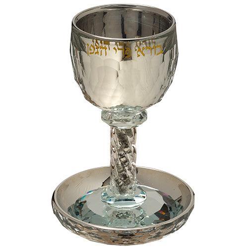 CRYSTAL KIDDUSH CUP 16 CM WITH STONES contain  contain 130ml / 4.3oz