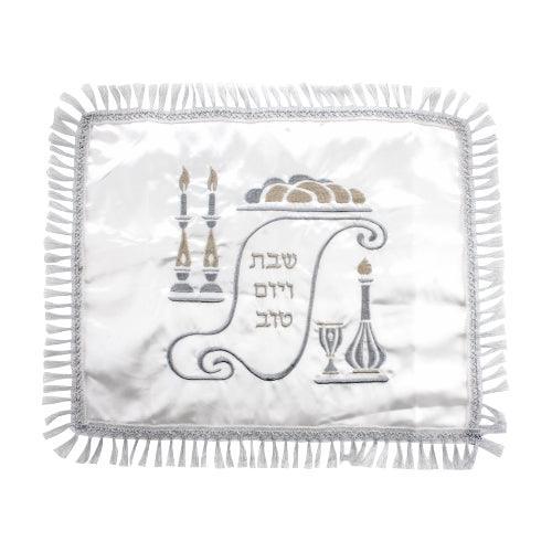 Satin Challah Cover-bottle And Silver Candlestick 48x58 Cm