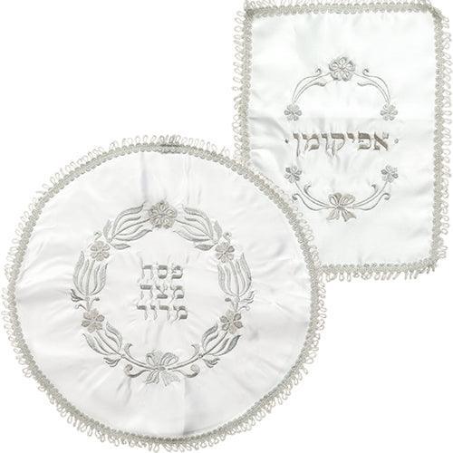 C Set:passover & Afikoman Covers With Floral Embroidery