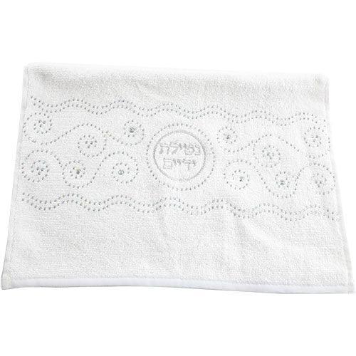 A Pair Of White Hand Towels  With Fancy Stones, 72x34 Cm