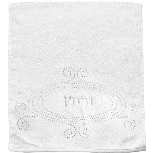 A Pair Of White Hand Towels  With Fancy Stones, 72x34 Cm