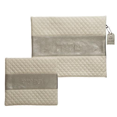 Leather Like Talit - Tefilin Set 36*29 Cm With Embroidery