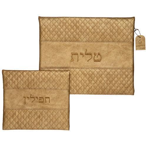 Leather Like Talit - Tefilin Set 36*29 Cm With Embroidery