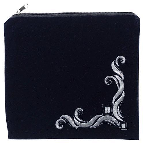 Velvet Tefilin Cover 26*24 cm, Dark Blue With Embroidery