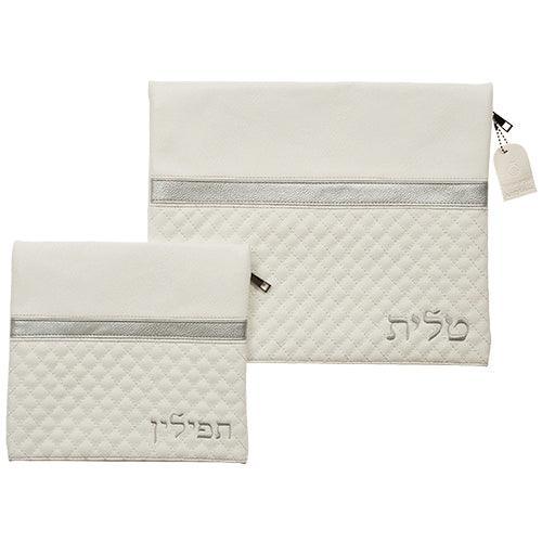Leather Like Talit - Tefilin Set 36*29 Cm With Embroidery