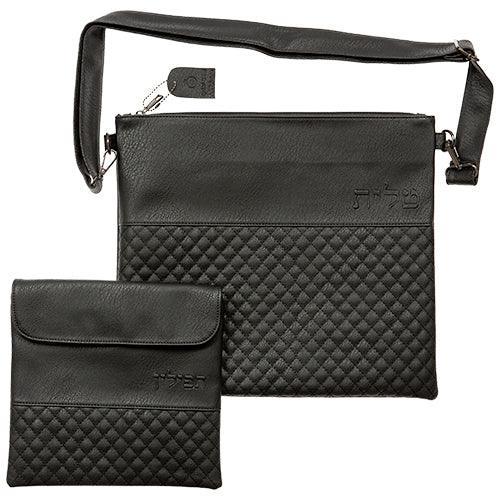 Leather Like Talit & Tefilin Set 36*33 Cm - Black
