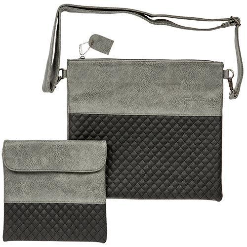 Leather Like Talit & Tefilin Set 38*31 Cm - Dark Gray